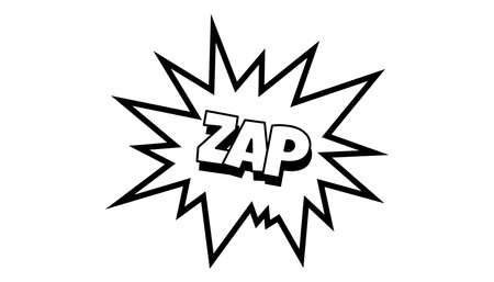 Pow comic bubble. Sound dialogue speech bubbles with word - Zap. Pop art expression in black and white color.のイラスト素材