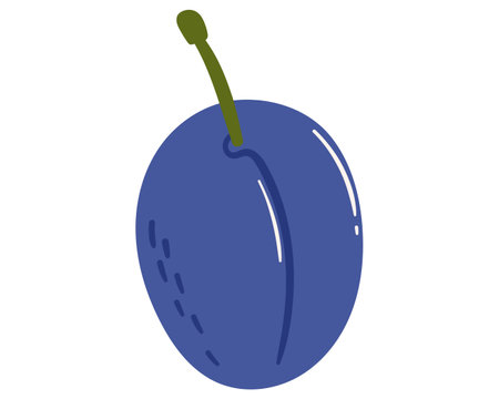 Fruit plum in cartoon hand drawn simple style. Editable variable colorのイラスト素材