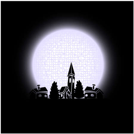 Vector moon above townのイラスト素材