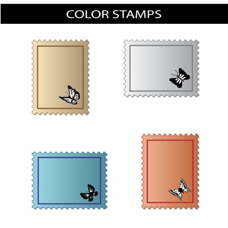 Vector stamps with butterflyのイラスト素材