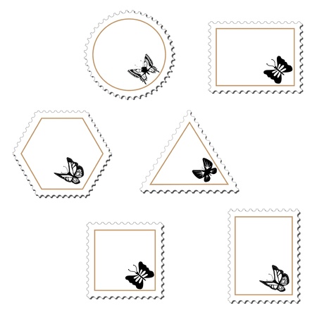 Vector stamps with butterflyのイラスト素材