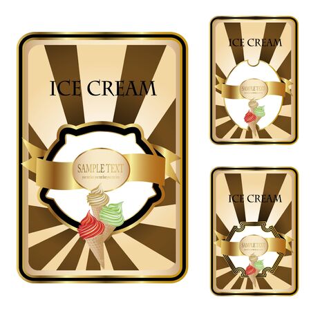 Vector ice cream labelsのイラスト素材