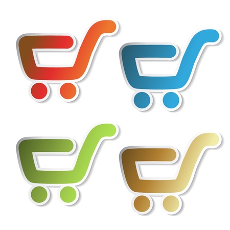 Vector stickers of shopping trolleyのイラスト素材