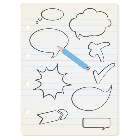 Vector speech bubbles with pencilsのイラスト素材