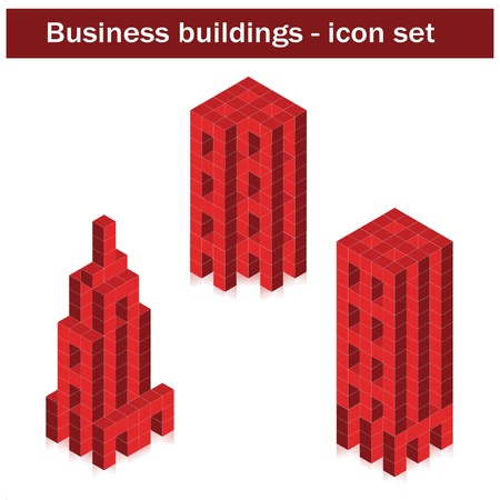 Vector business buildings - skyscrapers created of cubesのイラスト素材