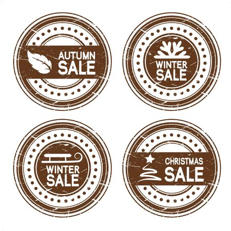 Vector autumn, winter, Christmas sale stampsのイラスト素材
