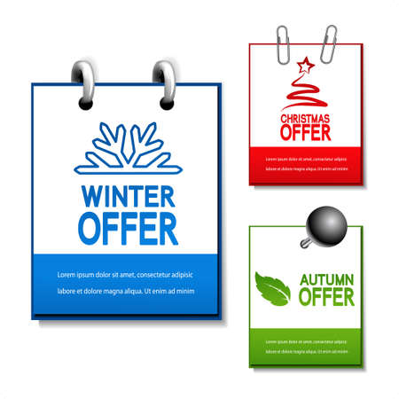 Vector autumn, winter and Christmas offer notepadのイラスト素材