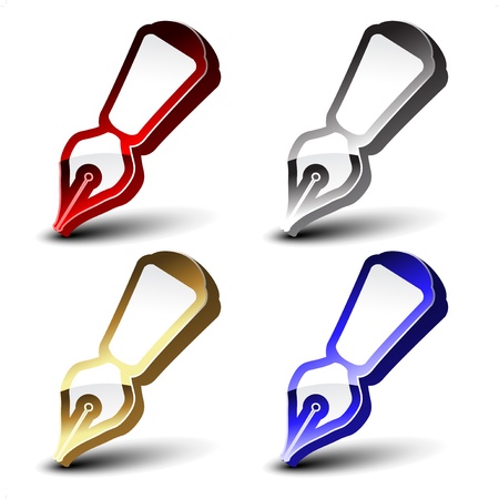 vector glossy color pen iconsのイラスト素材