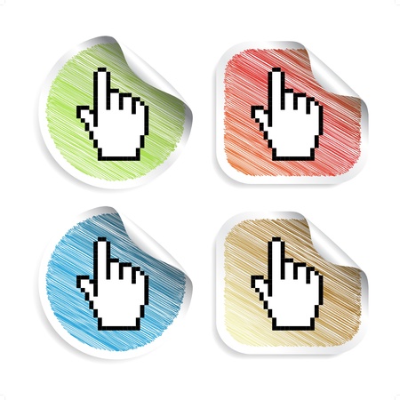 Vector scratch stickers with cursor of handのイラスト素材