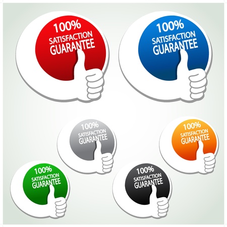Vector satisfaction guarantee labels with gesture handのイラスト素材