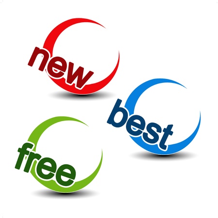 Vector rounded symbols - new, best, freeのイラスト素材