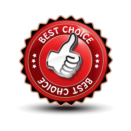 Vector best choice guaranteed label with gesture handのイラスト素材