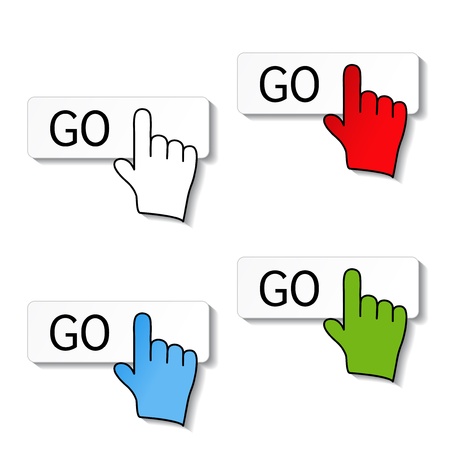  go buttons with pointer of handのイラスト素材