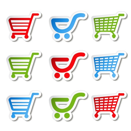  sticker, shopping cart, trolley, item, buttonのイラスト素材