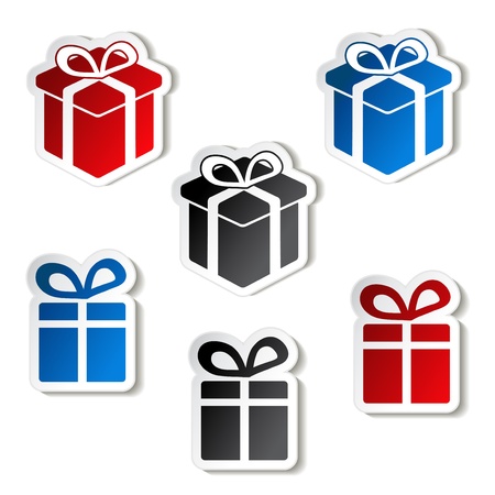  paper Christmas gift, stickerのイラスト素材