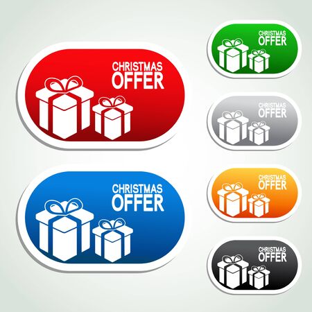  paper Christmas offer, gift, stickerのイラスト素材