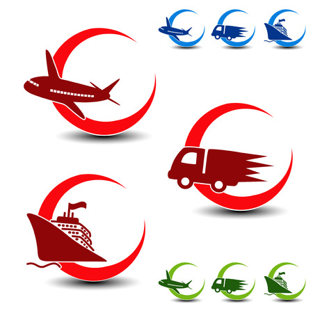  shipping, delivery symbols - car, ship, plane - illustrationのイラスト素材