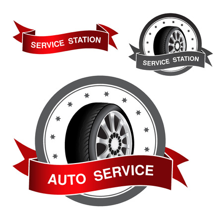symbol of auto service - sign, icon, sticker - illustrationのイラスト素材