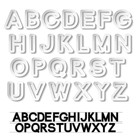  paper font alphabet - white stickers - illustrationのイラスト素材