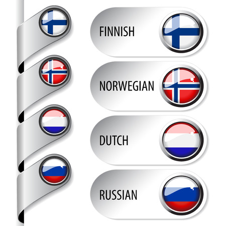 language pointers with flag for web - set 4 - illustrationのイラスト素材