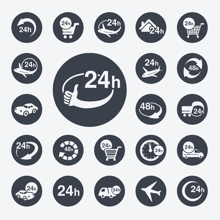 Illustration symbols - delivery of purchase a home within 24 or 48 hours - illustrationのイラスト素材