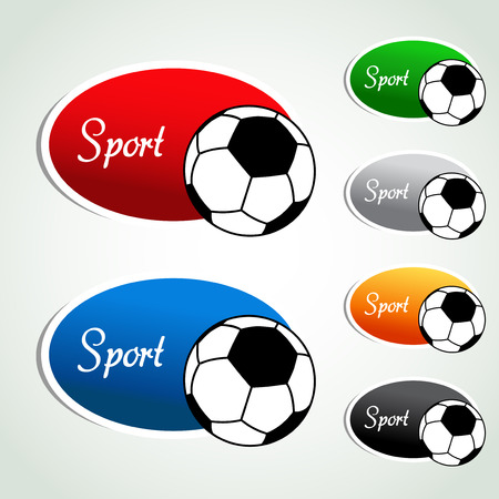 Vector oval sport labels - color sticker with soccer ball - illustrationのイラスト素材