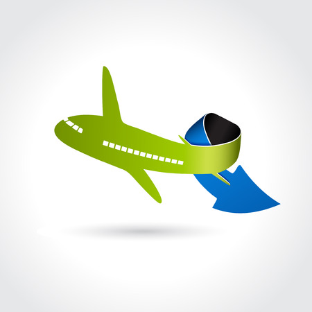 business delivery symbol, transport icon, airplane with arrow illustrationのイラスト素材