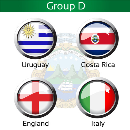 Vector flags - football Brazil, group D - Uruguay, Costa Rica, England, Italy - illustrationのイラスト素材