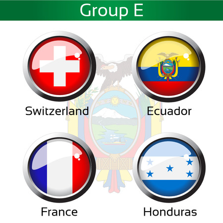 Vector flags - football Brazil, group E - Switzerland, Ecuador, France, Honduras - illustrationのイラスト素材
