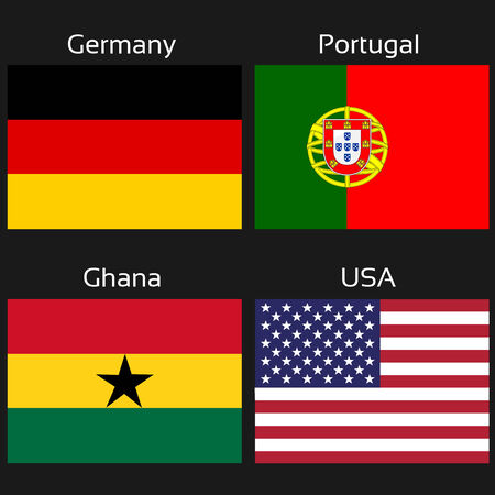 Vector flags - football Brazil, group G - Germany, Portugal, Ghana, USA - illustrationのイラスト素材