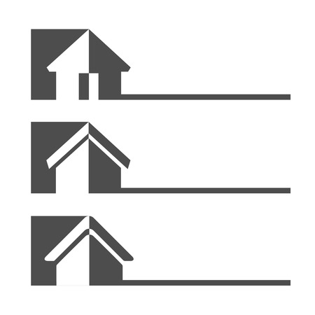 Vector silhouette of house, home symbols, buttons - illustrationのイラスト素材