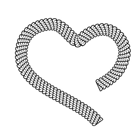 Vector black silhouette of heart - heart symbol from a string - illustrationのイラスト素材