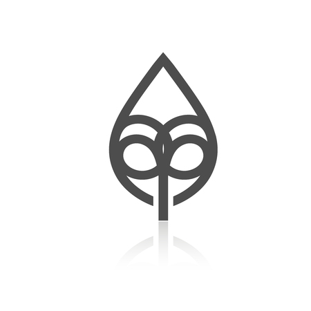 Vector nature symbol, simple leaf with shadow, monochrome eco label - illustrationのイラスト素材