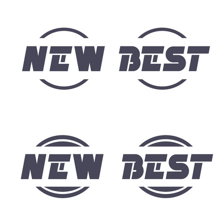 Vector buttons for website or app. Button - New and Best black symbols, circular labels - illustrationのイラスト素材