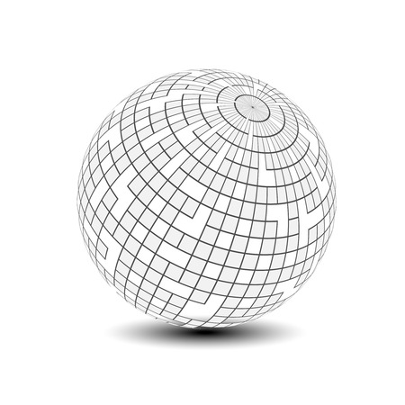 Vector globe symbol - 3d icon of sphere, squared pattern on the sphere - illustrationのイラスト素材