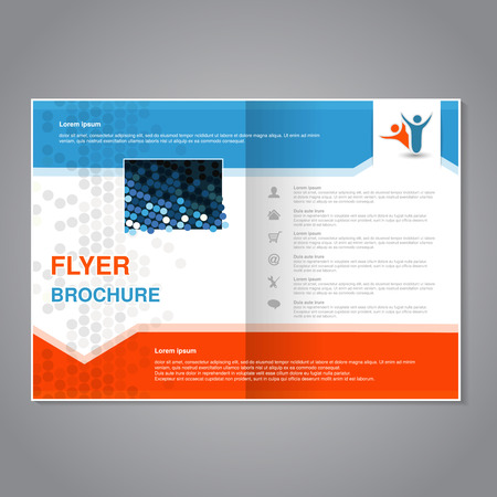 Vector modern brochure, abstract flyer with simple modern design. Aspect Ratio for A4 size. Poster of blue, grey, white and orange color. Layout template, magazine cover, book cover. - illustrationのイラスト素材