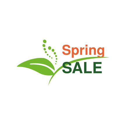 Vector spring sale banner, sale label with flower and leaf symbol on the sale flyer - illustrationのイラスト素材