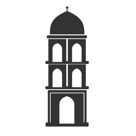 Vector architecture building symbol, historical building, black icon of simple church tower - illustrationのイラスト素材