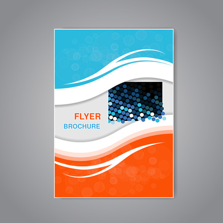 Vector modern brochure, abstract flyer with simple modern design. Aspect Ratio for A4 size. Poster of blue, grey, white and orange color. Layout template, magazine cover, book cover. - illustrationのイラスト素材