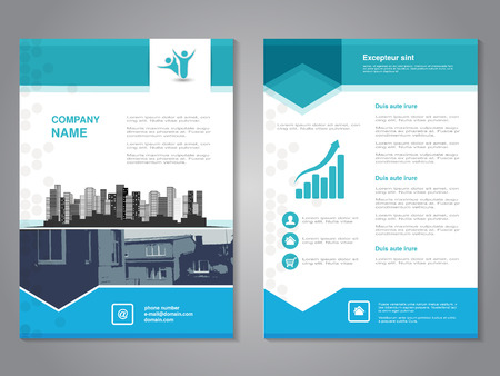 Vector modern brochure with arrow design, abstract flyer with background of monochrome buildings. Layout template. Aspect Ratio for A4 size. Poster of blue, grey and white color. Magazine cover. - illustration Vector modern brochure with arrow design, abstract flyer with background of monochrome buildings. Layout template. Aspect Ratio for A4 size. Poster of blue, grey and white color. Magazine cover. - illustration