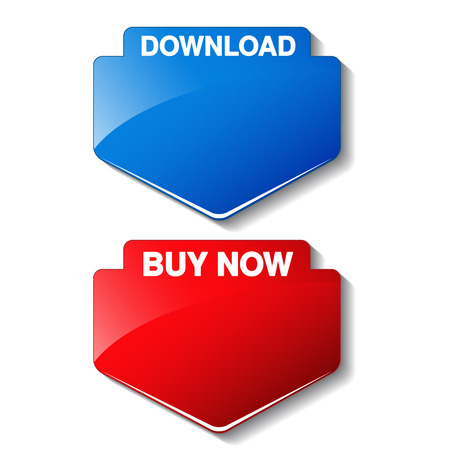 Vector red and blue web arrow button. Download and Buy now label. - illustrationの写真素材