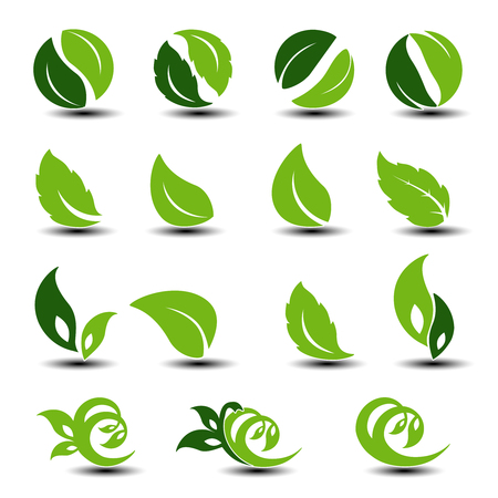 Vector natural rounded symbols with leaf. Bio elements. - illustrationの写真素材