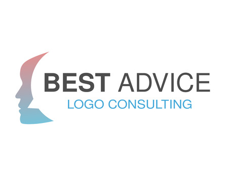 Vector brand for consulting agency, best advice. Logo design with symbol of speech bubble and face of woman. - illustrationの写真素材
