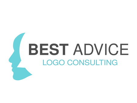 Vector brand for consulting agency, best advice. Logo design with symbol of speech bubble and face of man. - illustrationの写真素材