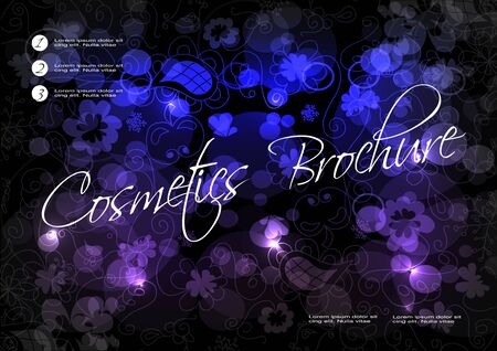 Vector black blue purple background with flower design for cosmetic brochure - illustrationの写真素材