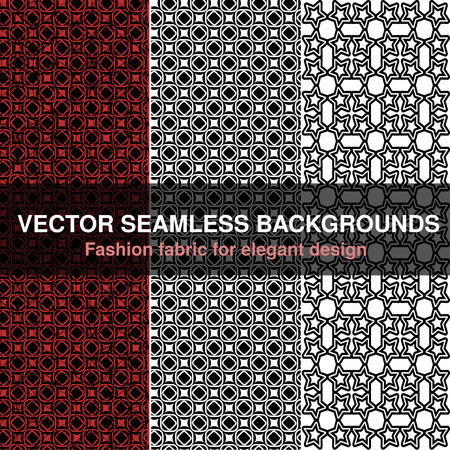 Vector black white red seamless pattern background. Fashion fabric for elegant design. Abstract geometric frames. Stylish decorative label for product or invitation. - illustrationのイラスト素材