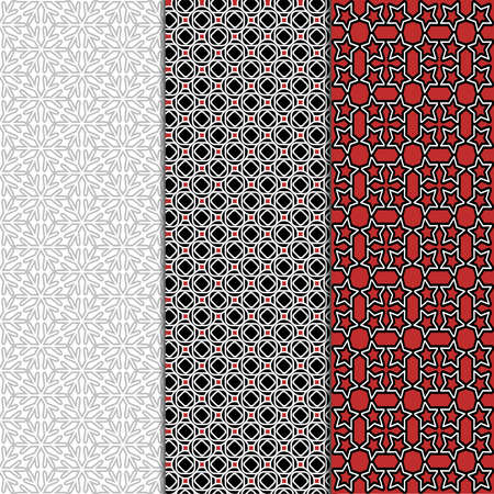 Vector black white grey red seamless pattern background. Fashion fabric for elegant design. Abstract geometric frames. Stylish decorative label for product or invitation. - illustrationのイラスト素材