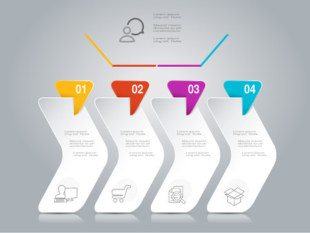 Vector infographic design with business icons. Workflow layout, annual report, web design, diagram. Marketing template with 4 options, steps. - illustrationのイラスト素材