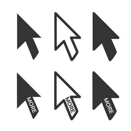 Vector black arrow pointers on white background for business, buttons for more information or next options. - illustrationのイラスト素材
