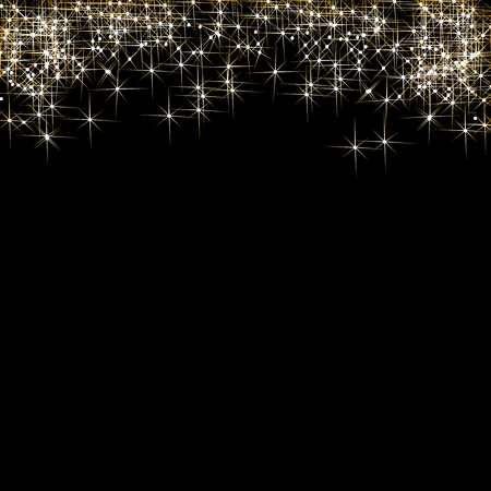 Vector elegant Christmas background with golden glitter stars, snowflakes and place for text. - illustrationのイラスト素材